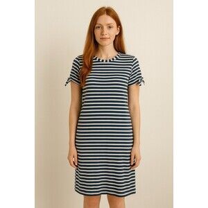 Jane & Delancey T Shirt Dress Women Small Blue Short Sleeve Nautical Striped
